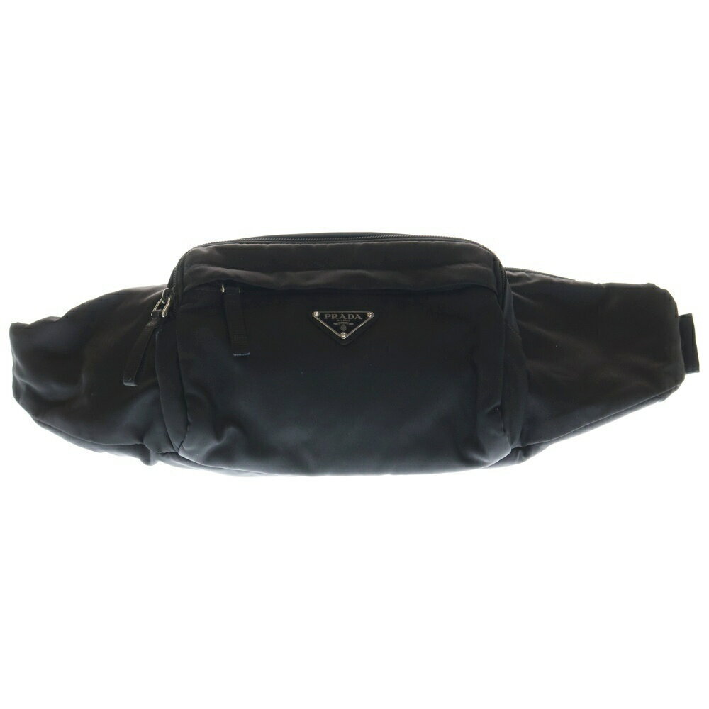 PRADA Triangle Logo Plate Body Bum Crossbody Belt Bag Waist Black